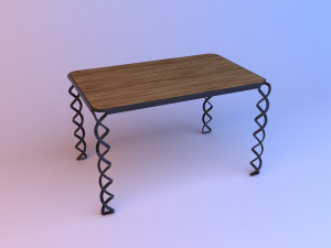 wood table on metal helix legs 3D Model