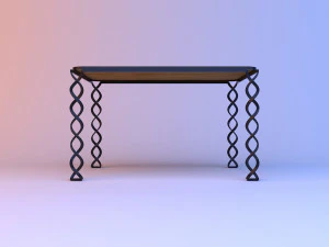 metal helis ayaklı ahşap masa 3D Model