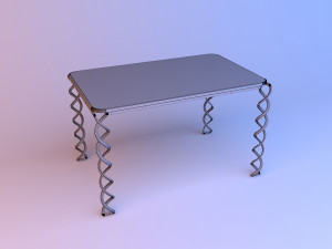 wood table on metal helix legs 3Dモデル