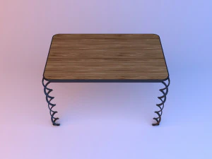 metal helis ayaklı ahşap masa 3D Model