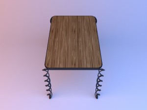 wood table on metal helix legs 3Dモデル
