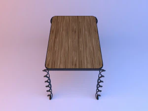 metal helis ayaklı ahşap masa 3D Model