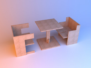 wood folding furniture set 3D Model