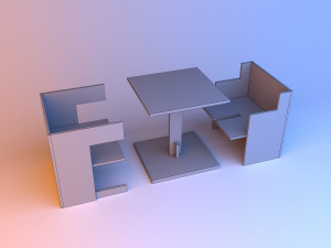 wood folding furniture set 3D Model