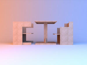 wood folding furniture set 3D Model