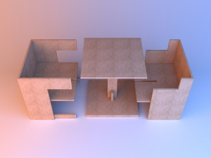 wood folding furniture set 3D Model