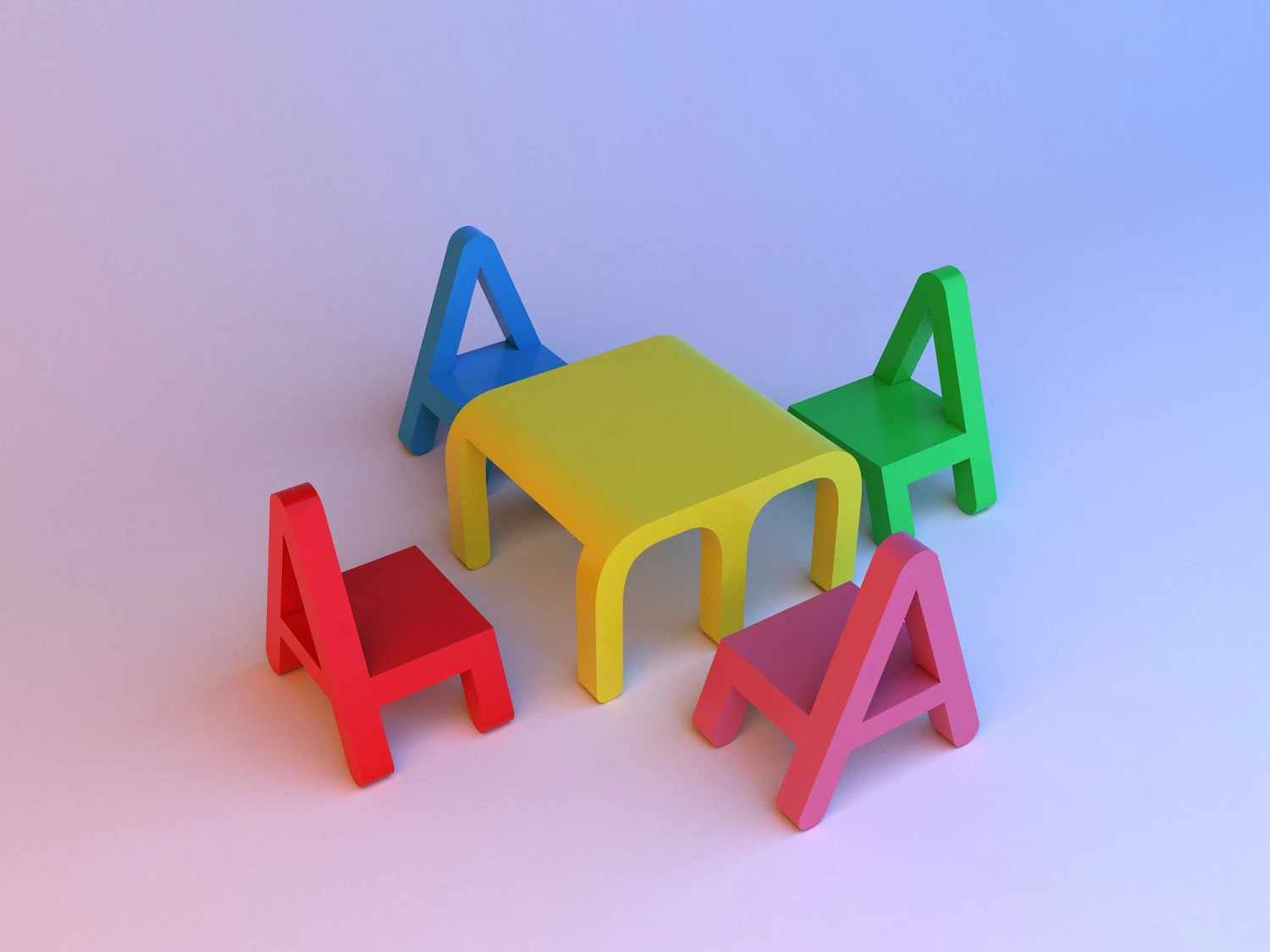 alphabet childs set furniture 3D Model .c4d .max .obj .3ds .fbx .stl .blend 