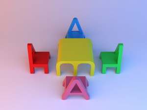 alphabet childs set furniture Model 3D
