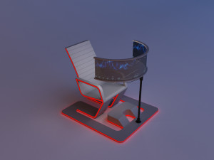 futuristic armchair with fold-out display 3D Model