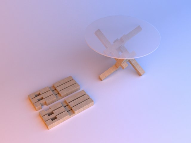 plywood glass coffee table Modello 3D .c4d .max .obj .3ds .fbx .stl .blend