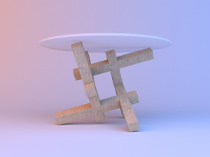 plywood glass coffee table Modello 3D