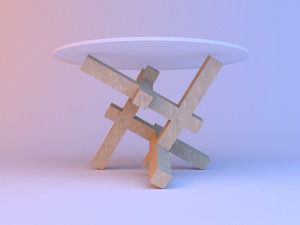 plywood glass coffee table Modello 3D
