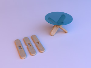 glass wood coffee table 3D Model