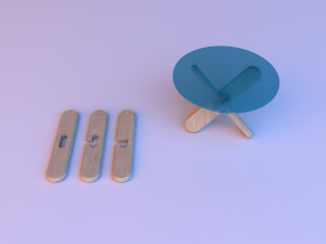 glass wood coffee table 3D 모델