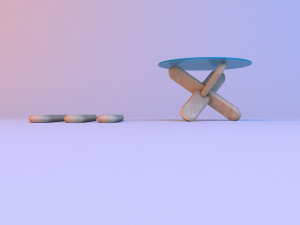glass wood coffee table 3D 모델