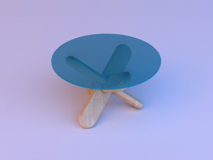 glass wood coffee table 3D 모델