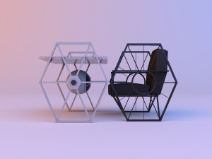 scifi future furniture set 3D 모델