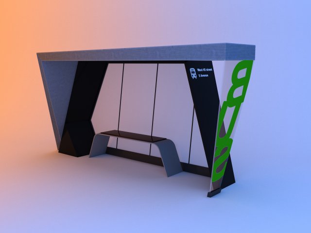modern bus stop 3D Model .c4d .max .obj .3ds .fbx .stl .blend 