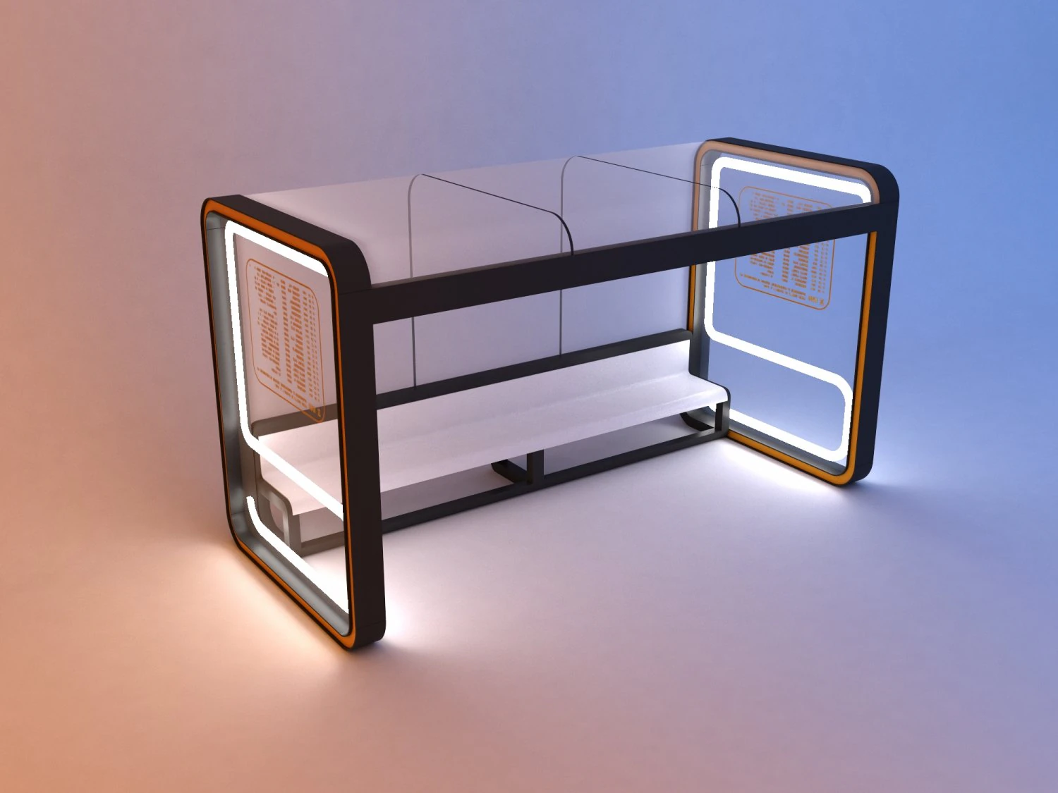 futuristic scifi bus stop with lighting 3D Model .c4d .max .obj .3ds .fbx .stl .blend 