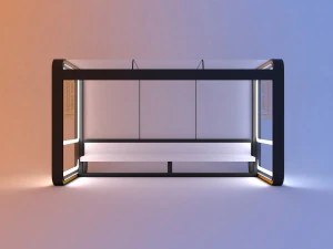 futuristic scifi bus stop with lighting 3D Model