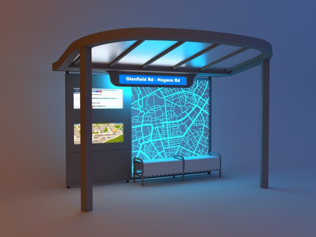 modern public transit station - bus stop 3D Model .c4d .max .obj .3ds .fbx .stl .blend 