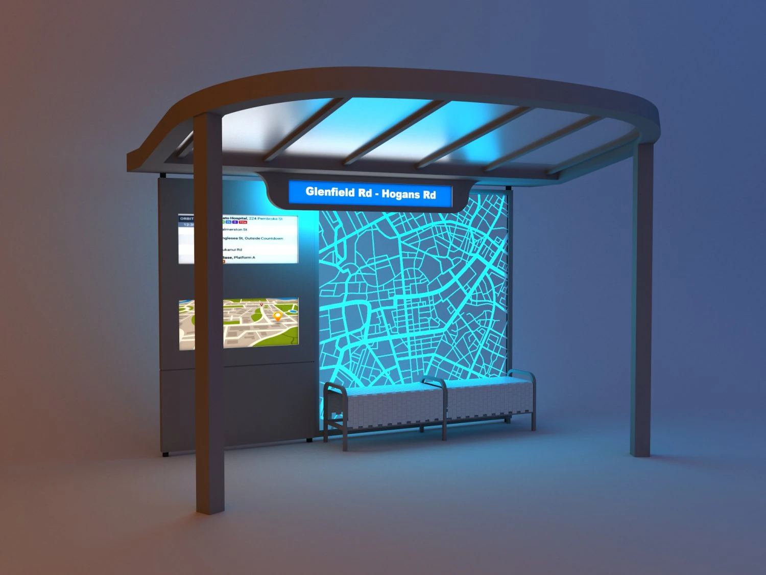 modern public transit station - bus stop 3D Model .c4d .max .obj .3ds .fbx .stl .blend