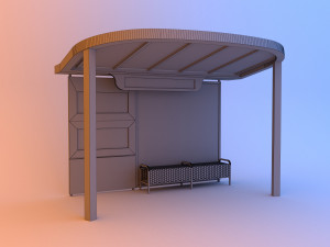 modern public transit station - bus stop 3D Model