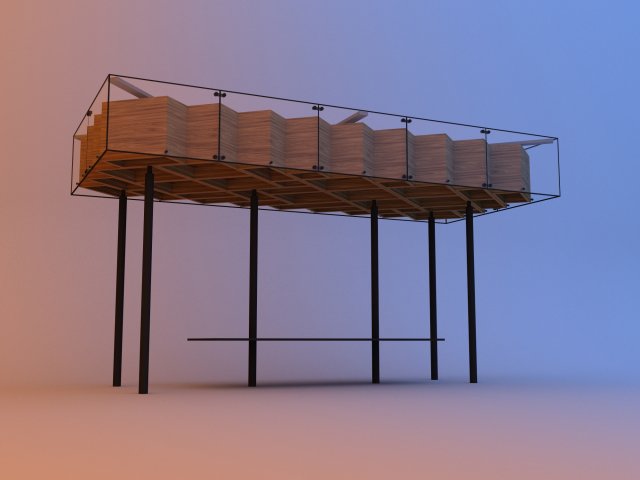 transit shelter glass wood bus stop Modèle 3D .c4d .max .obj .3ds .fbx .stl .blend 