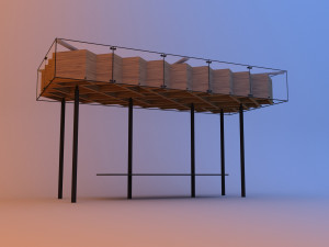 transit shelter glass wood bus stop 3D Model