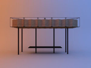 halte bus kayu kaca tempat penampungan transit Model 3D