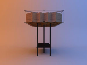 halte bus kayu kaca tempat penampungan transit Model 3D