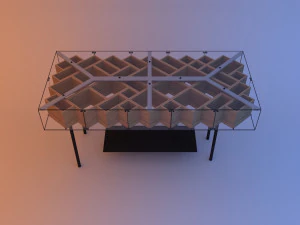 halte bus kayu kaca tempat penampungan transit Model 3D