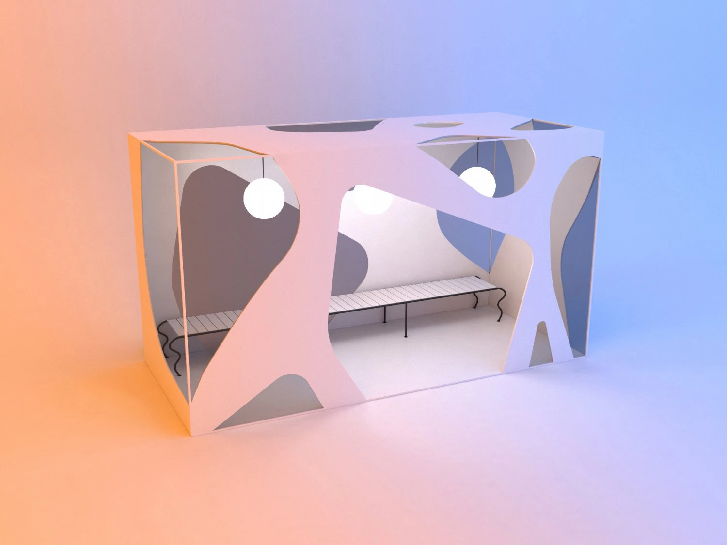 abstract original scifi bus stop 3D Model .c4d .max .obj .3ds .fbx .stl .blend