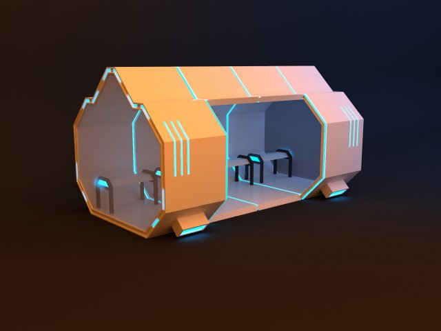 futuristic space scifi bus stop 3Dモデル .c4d .max .obj .3ds .fbx .stl .blend 
