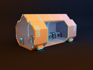 futuristic space scifi bus stop 3D Model