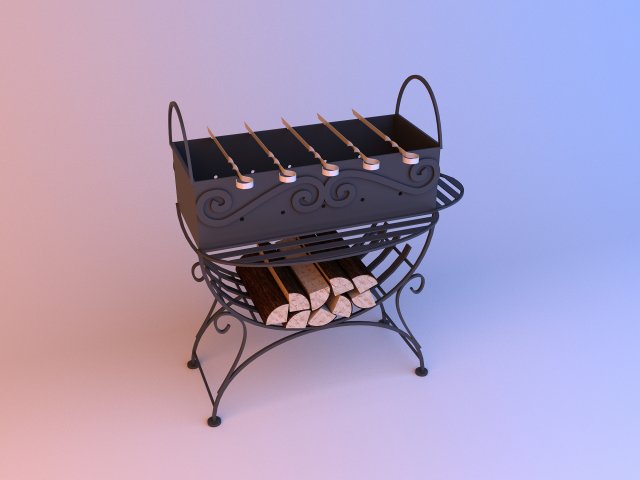 barbecue grill brazier 3D Model .c4d .max .obj .3ds .fbx .stl .blend 