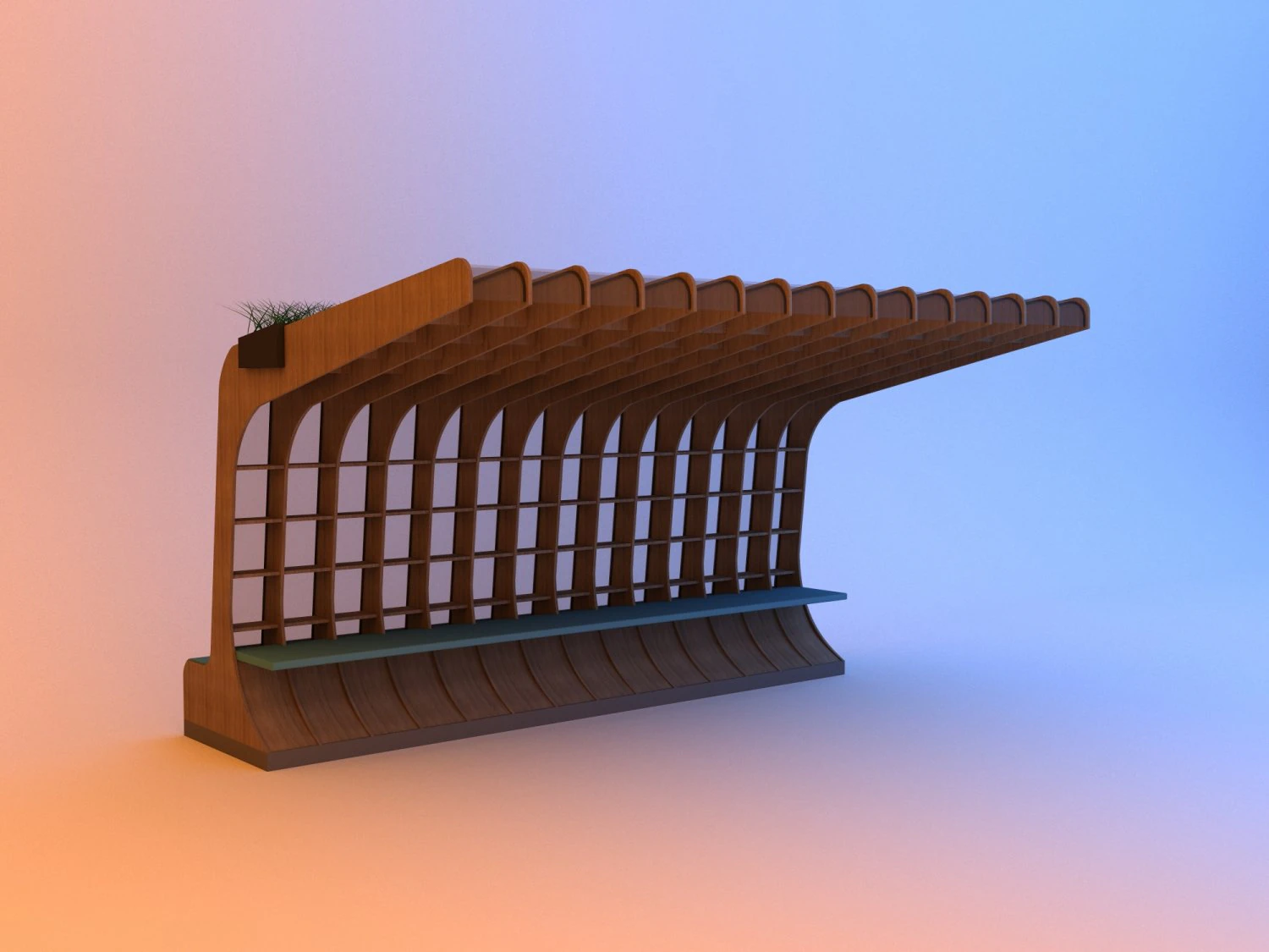 urban parametric design of modular bus stop 3D Model .c4d .max .obj .3ds .fbx .stl .blend 