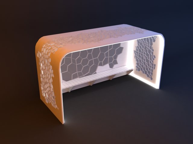openwork stylish original designer bus stop 3D-Modell .c4d .max .obj .3ds .fbx .stl .blend 
