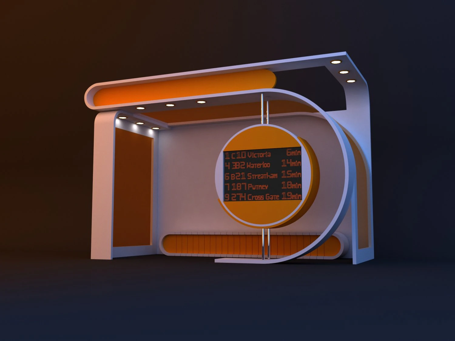 stylish loft glow bus stop 3D Model .c4d .max .obj .3ds .fbx .stl .blend 
