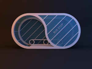 capsule scifi futuristic bus stop 3D Model