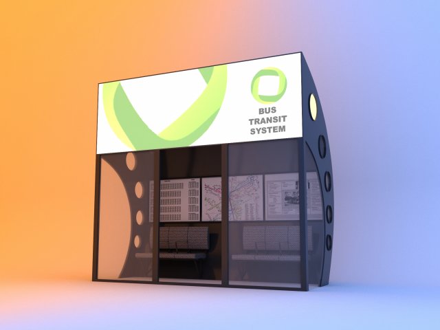 creative covered bus stop 3D Model .c4d .max .obj .3ds .fbx .stl .blend 