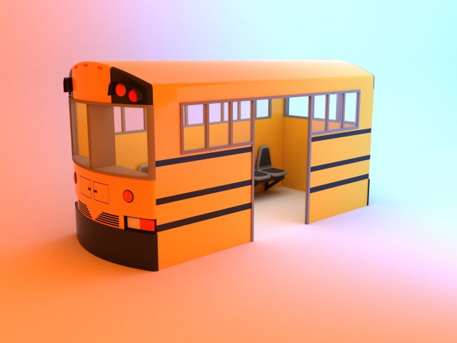 retro original icre school bus stop 3D Model .c4d .max .obj .3ds .fbx .stl .blend 