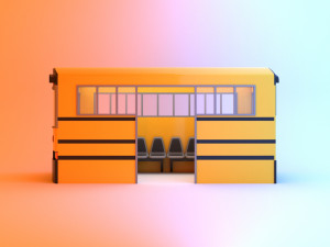 retro original icre school bus stop 3D Model