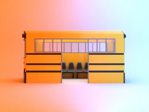 retro original icre school bus stop 3D Model