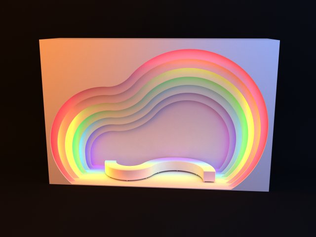 rainbow parametric modern bus stop concept 1 3D Model .c4d .max .obj .3ds .fbx .stl .blend 