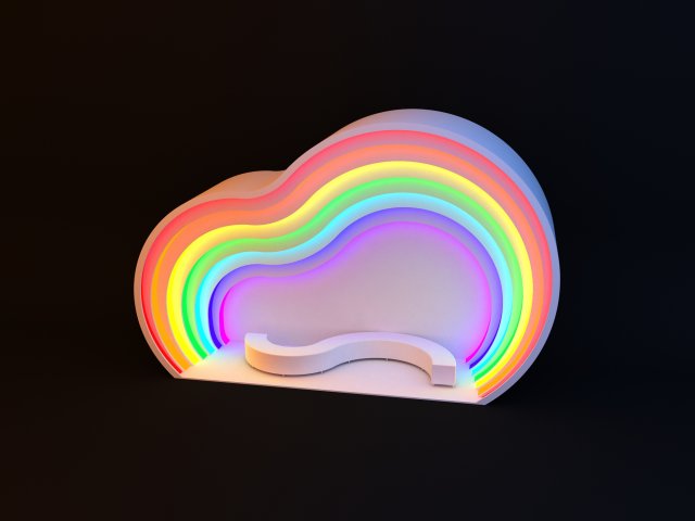 rainbow parametric cloud modern bus stop concept 2 3D Model .c4d .max .obj .3ds .fbx .stl .blend 