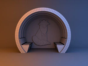 असामान्य स्किफ़ी फॉक्स ग्लो बस स्टॉप 3D मॉडल