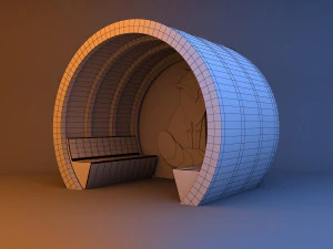 असामान्य स्किफ़ी फॉक्स ग्लो बस स्टॉप 3D मॉडल