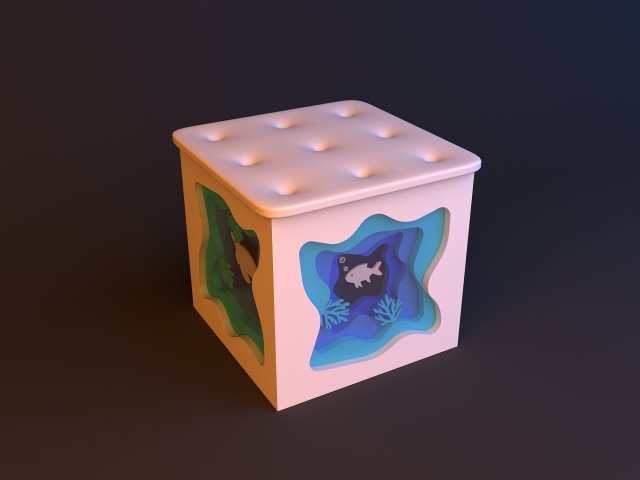pouf parametric landscape topography lake Model 3D .c4d .max .obj .3ds .fbx .stl .blend 