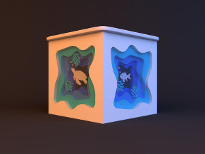 pouf parametric landscape topography lake Model 3D